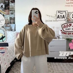 lululemon athletica Beige Oversized Pullover Sweatshirt